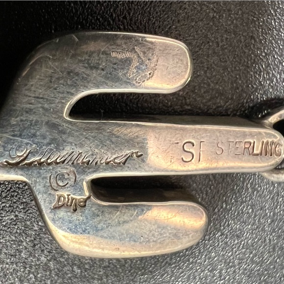 Vtg Earl Plummer Signed Sterling Silver Inlay Cactus Pendant Necklace Ball Chain - Picture 6 of 8